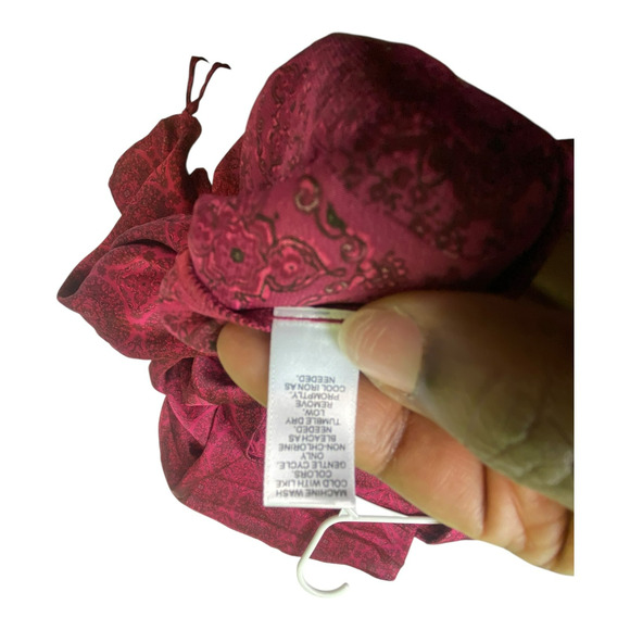 Cato Womens Paisley Silky Blouse Long Sleeve Button Up Top Red Size 22/24W - Picture 6 of 8